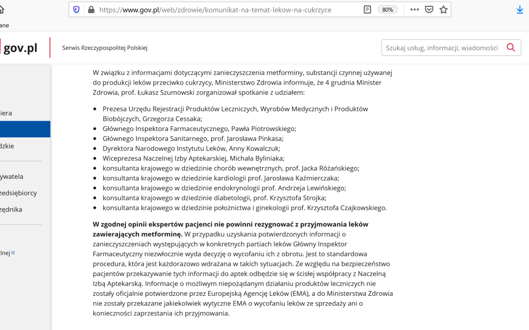 Metformina – stanowisko Ministerstwa Zdrowia